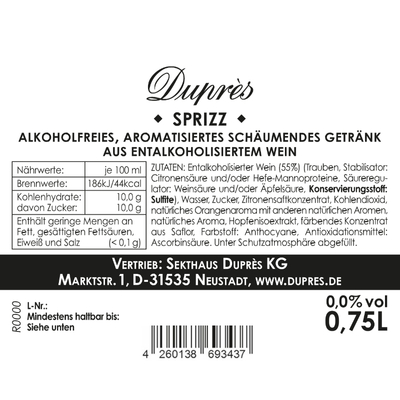 Duprès Sprizz Alkoholfrei Secco – Bild 2